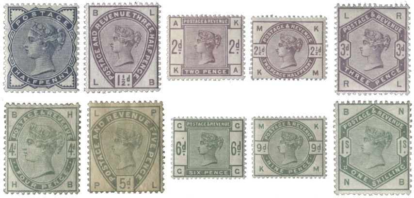 1883-1884 1d Lilac & Green Series WMK Crown