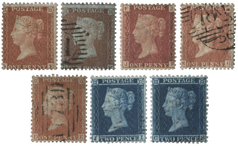 1841 - 1847 WMK Large Crown Perf.14 Blue Paper