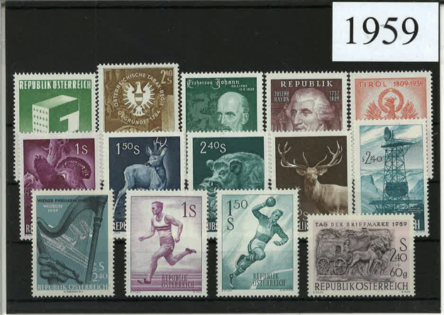 Austria Year Sets 1959 SG1335-1351 - 14 Stamps