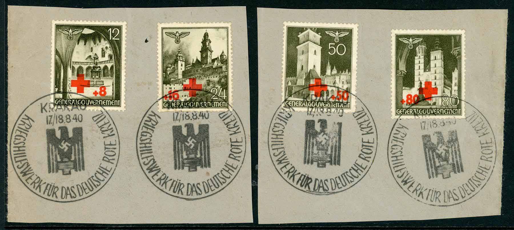 German Occupation of Poland 1940 SG.409-412 F/U 1st day of issue