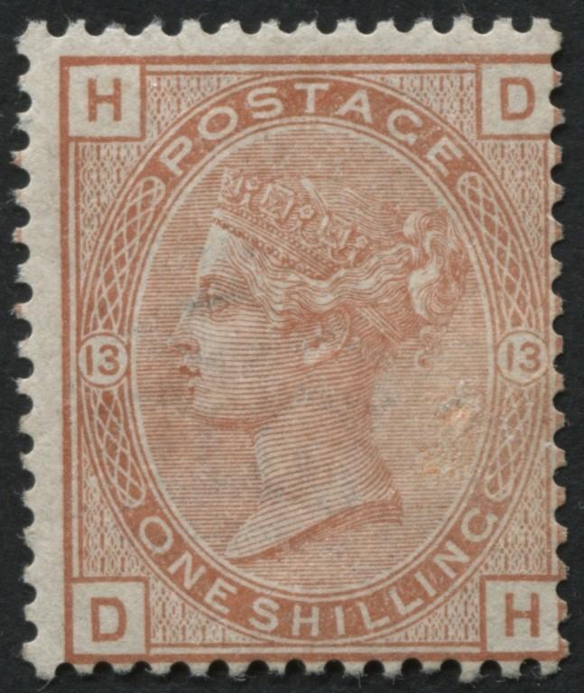 SG163 1/- Orange-Brown DH, from plate 13 U/M