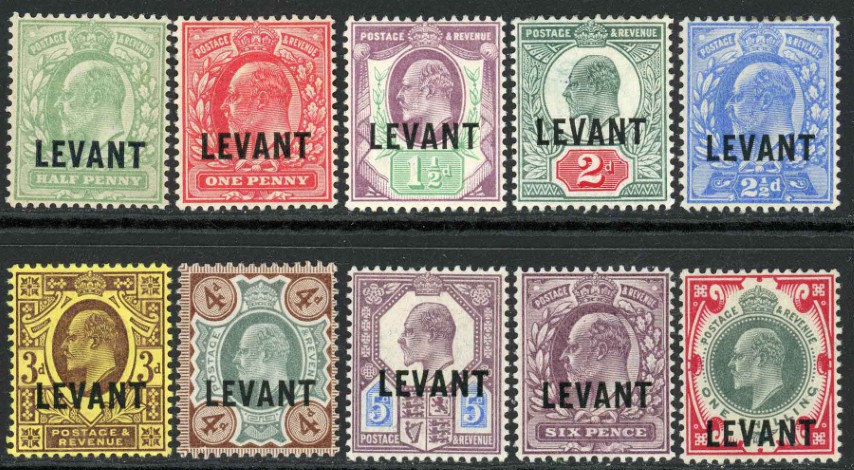 British Levant 1905-12 SG.L1-L10 M/M