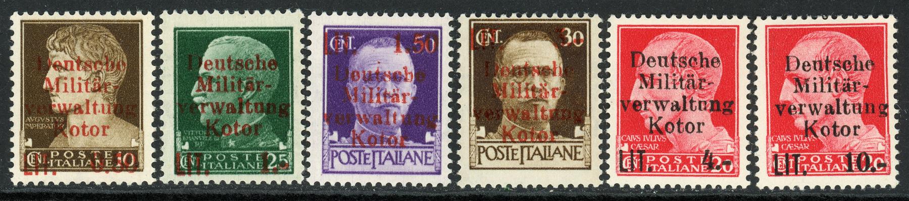 German Occupation of Yugoslavia / Gulf of Kotor 1944 SG.1-6 M/M