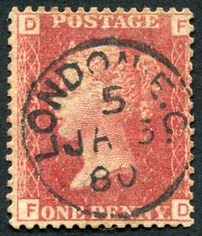 1d Red-Brown plate 225 stunning! (one of the best known)