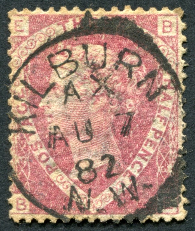 SG51 1d Rose-Red plate 3 superb KILBURN cds 1882