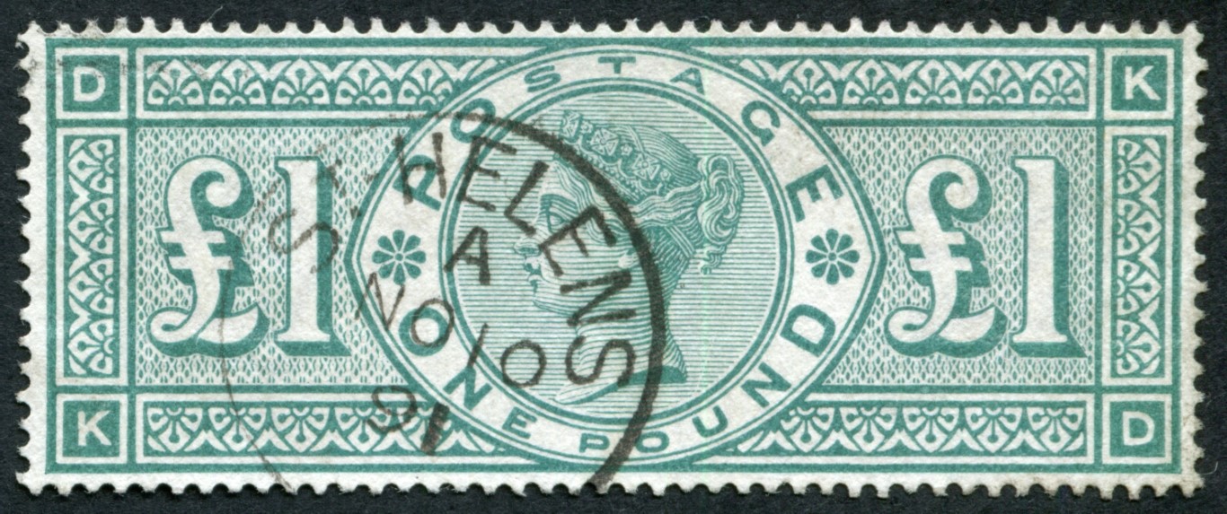 SG212 1 Green VF/U, crisp ST. HELENS 1891 cds on fresh copy, perfectly centred and fine colour