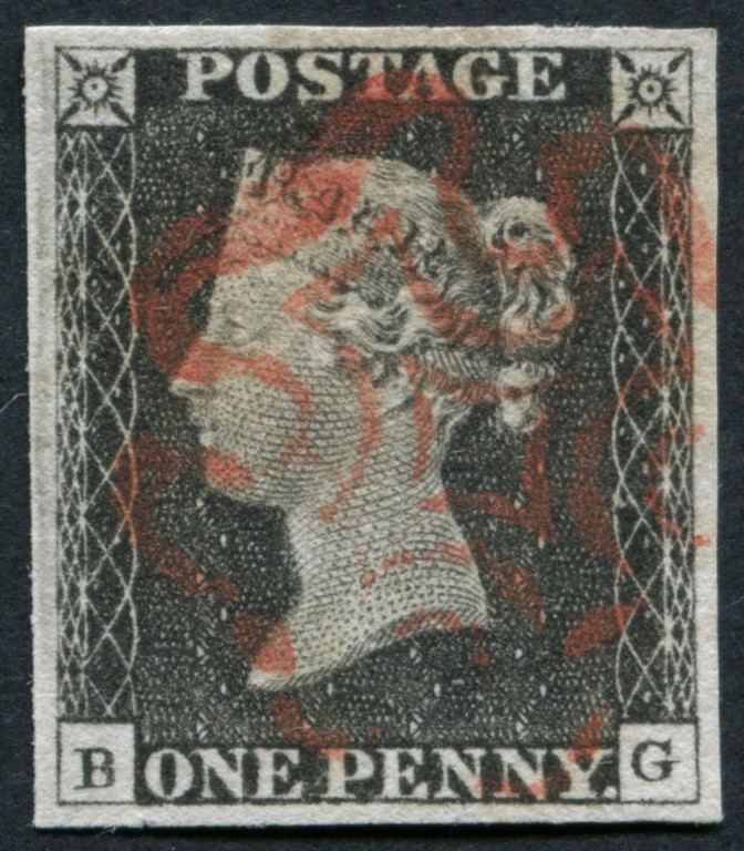 1d Black plate 3, 4 large margins