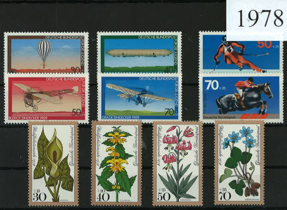 Germany Year Sets 1978 SG1846-1880 - 30 Stamps (+ 9 defs; 2 MS)