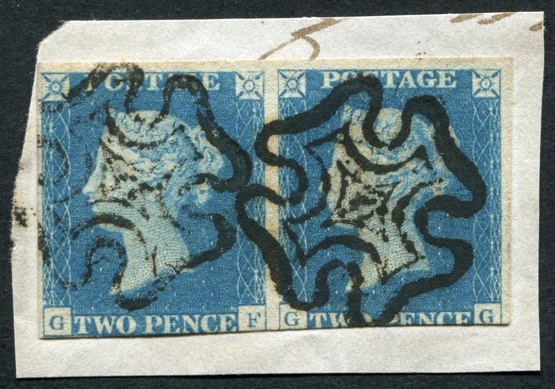 SG5 1840 2d Blue plate 1 GF-GG horizontal pair