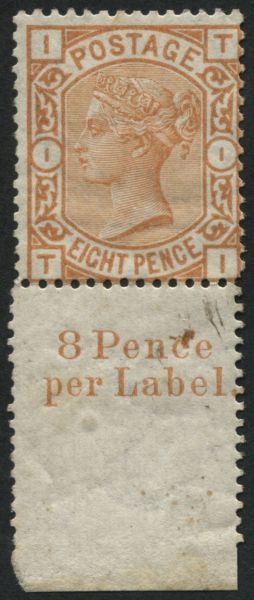 1876 8d Orange plate 1 TL, a marginal full fresh example