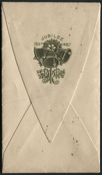 1887 envelope embossed in Gold 1837-1887 Jubilee, unused with light staining - most unusual