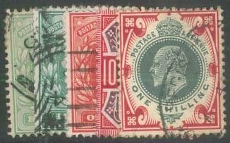 1902 KEVII SG215-314 (15) d - 1/- (2x 4d) G/U  (Ref ES117)