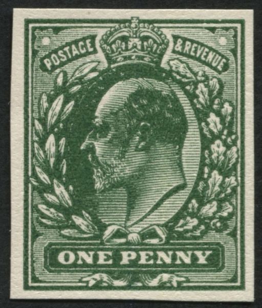 1905 1d Green plate imperforate