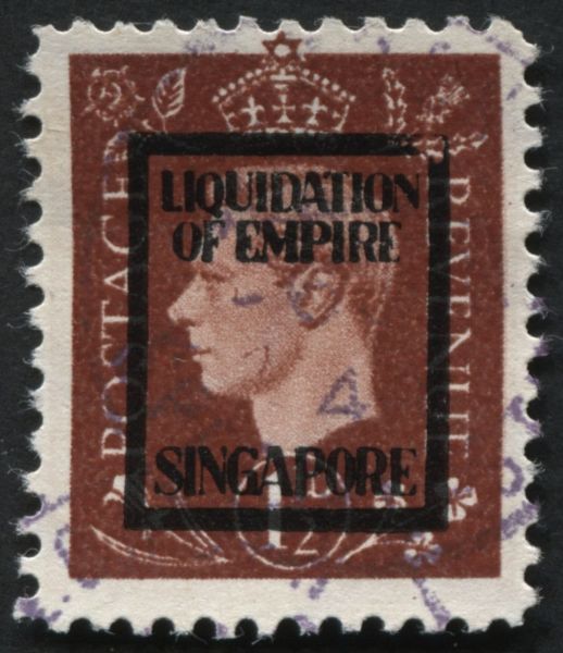 1944 Liquidation of Empire Singapore 1d Brown, used fine (Lot 4)