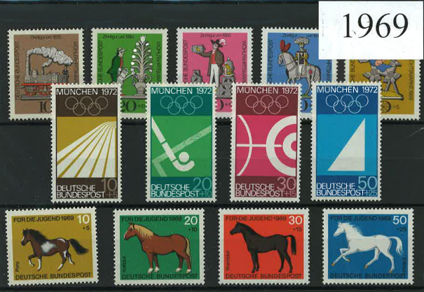 Germany Year Sets 1969 SG1478-1511 - 33 Stamps (+ 1 MS)