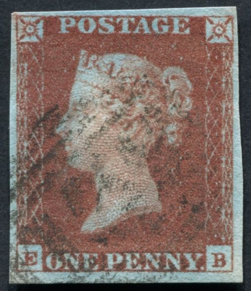 1d deep Red-Brown EB, very light cancel 4 margins