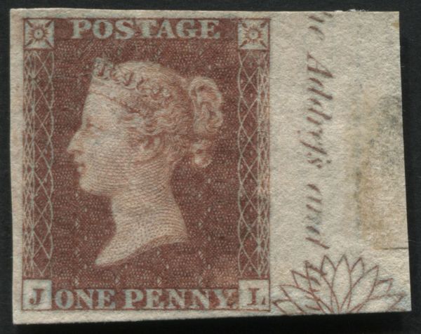 1d Perf 16 Red-Brown plate R4 imprimatur JL, good to very large margins