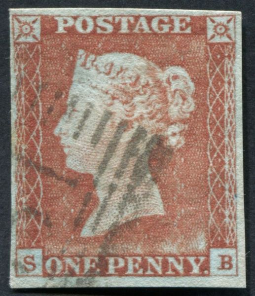 1d Red-Brown worn plate SB - what a cracker!