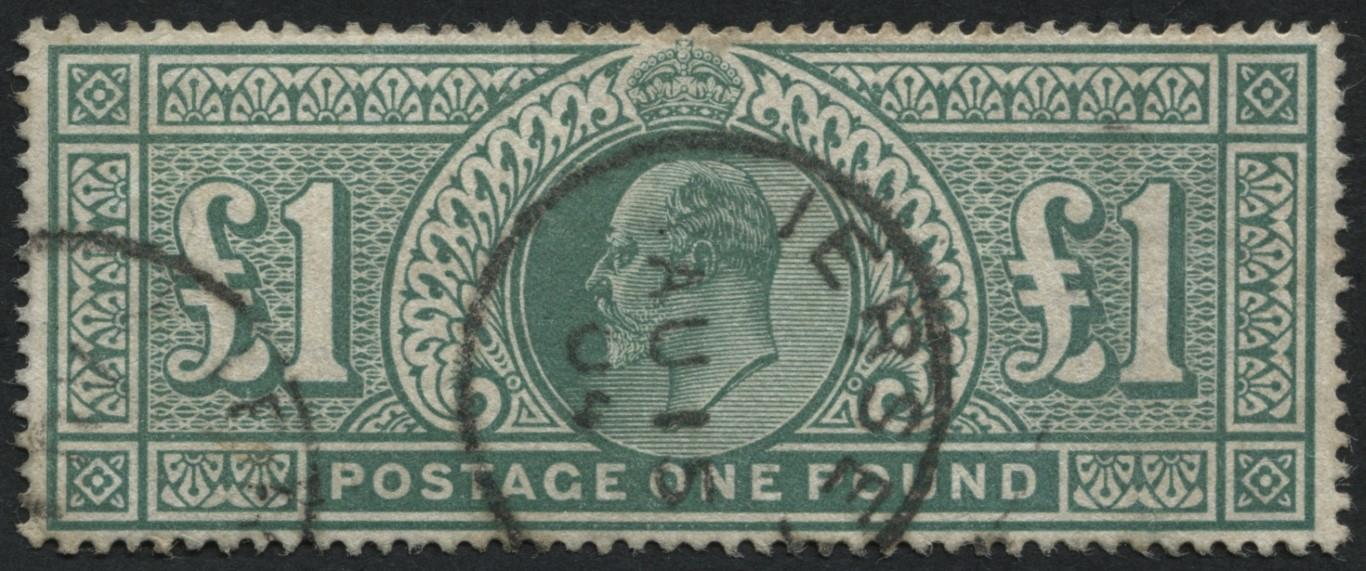 SG266 1 Green used with Jersey cds, has slight age toning on reverse perforations