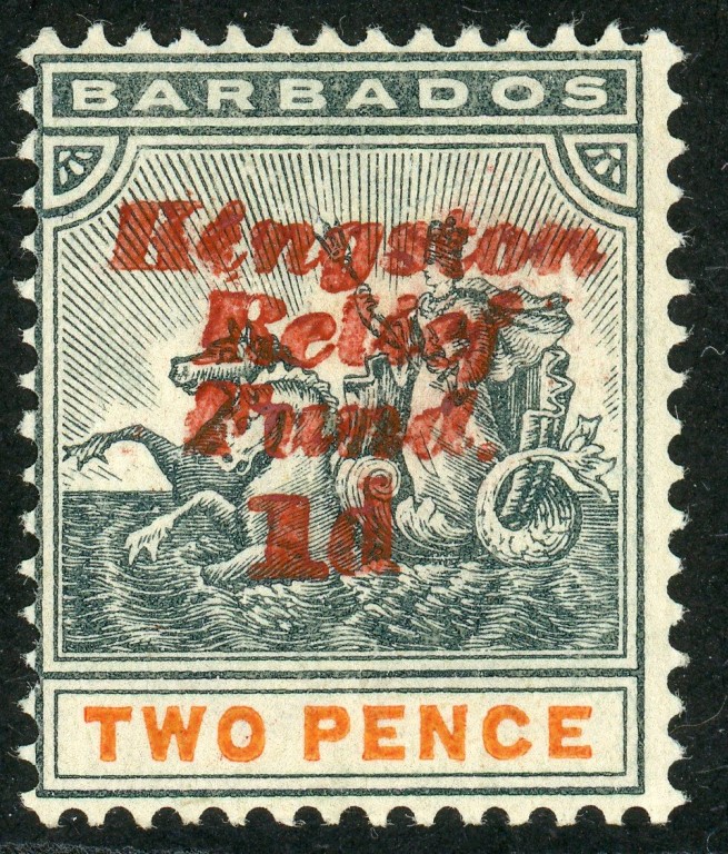 Barbados 1907 SG.153e M/M variety ''no stop after 1d''