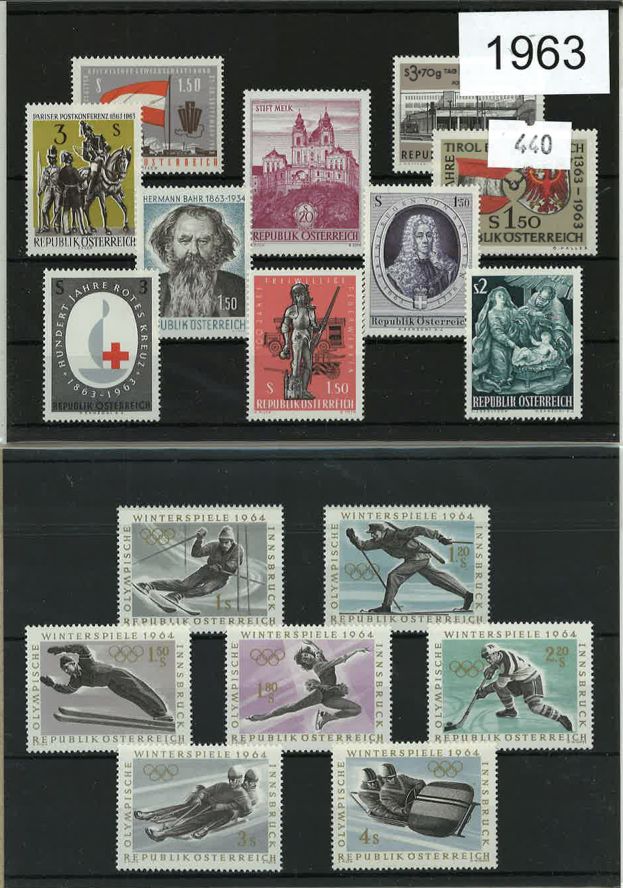 Austria Year Sets 1963 SG1394-1409 - 16 Stamps (+ 1 def)