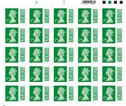 25 x 2nd Class Barcoded Stamps Royal Mail