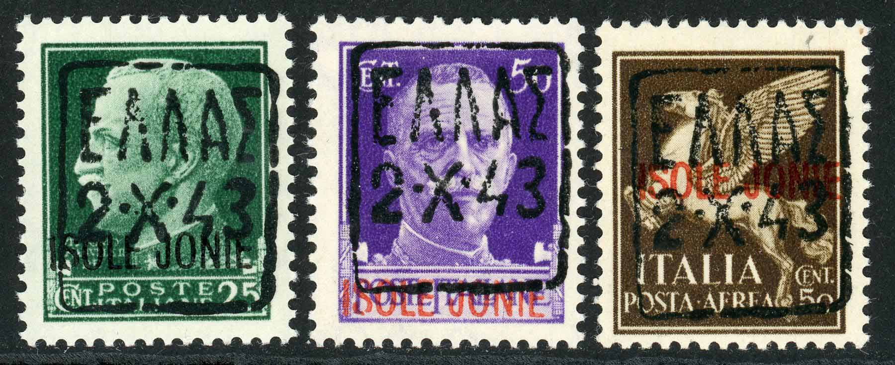 German Occupation of Ionian Islands / Zante 1943 SG.1-3 U/M