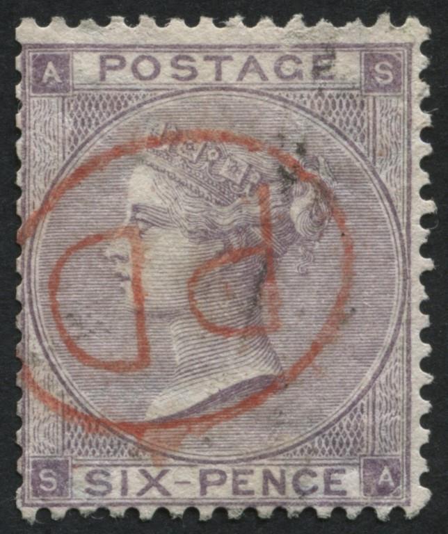 SG85 6d Lilac with hairlines, a lovely used example with bright Red PD