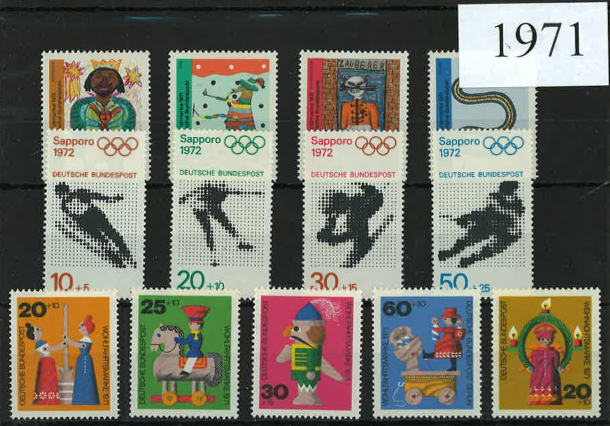 Germany Year Sets 1971 SG1567-1611 - 34 Stamps (+ 14 defs; 1 MS)