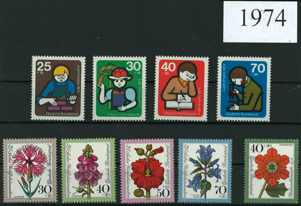 Germany Year Sets 1974 SG1683-1717 - 34 Stamps (+ 1 MS)