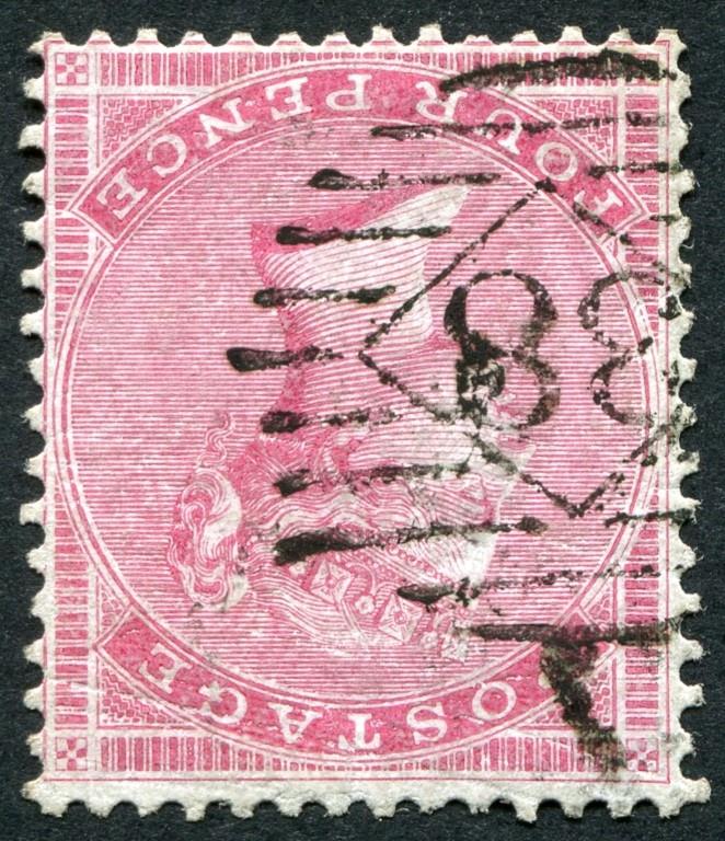 SG63wi SpecJ48c 4d Carmine White paper Wmk Inv, a very scarce stamp