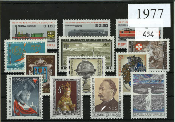 Austria Year Sets 1977 SG1777-1798 - 22 Stamps (+ 4 defs)