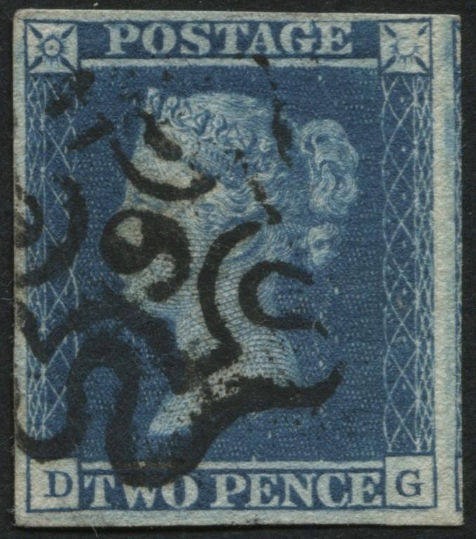 SG14f 2d Blue, London number 9 in clear cancel