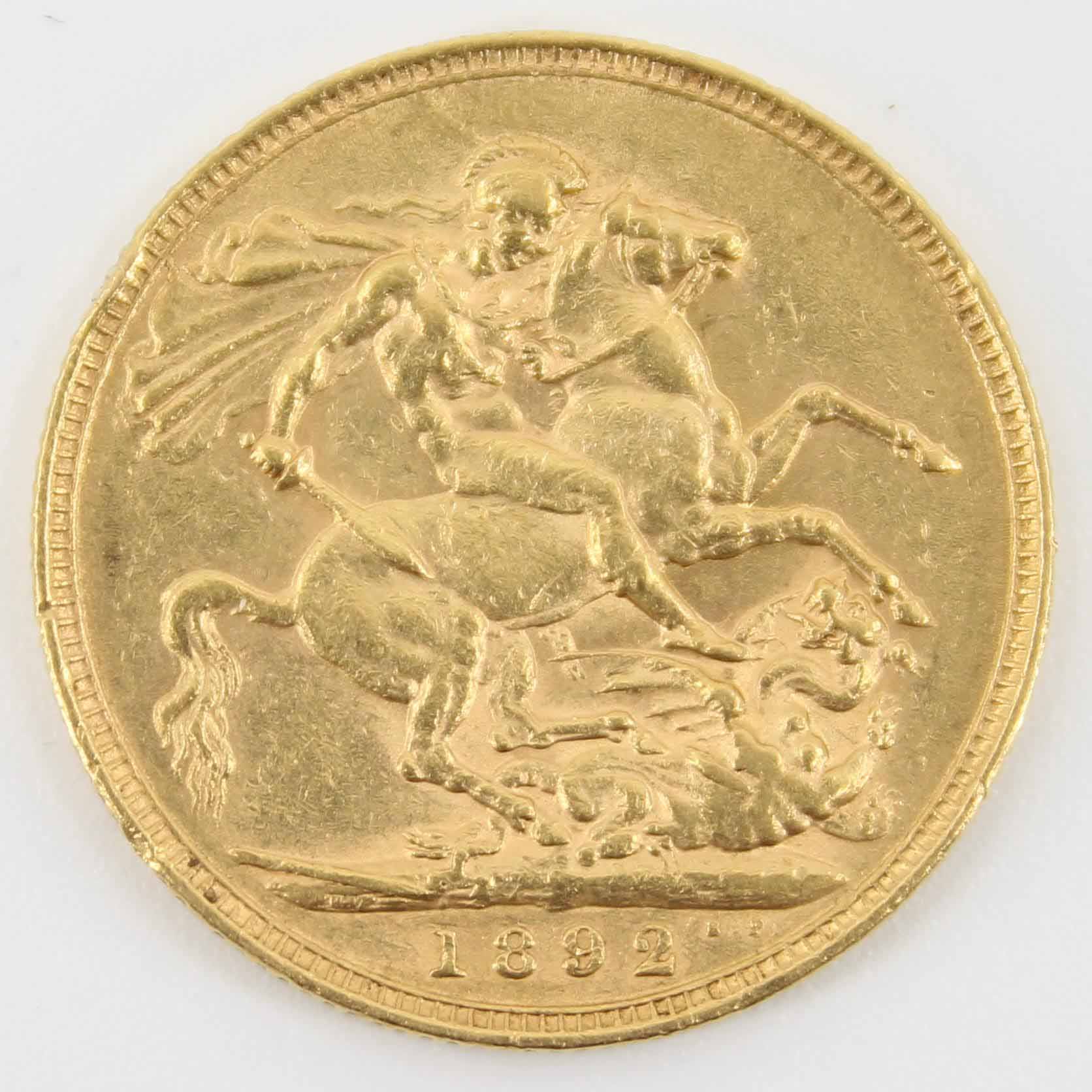 1892 Queen Victoria Sovereign Jubilee Head / St. George Reverse