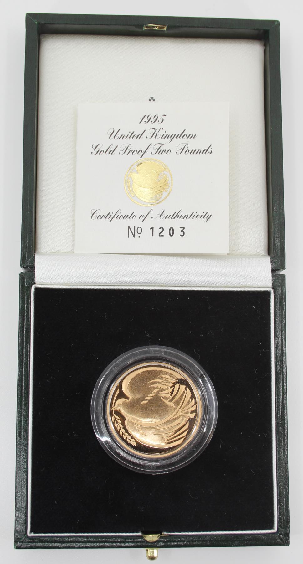 1995 UK Gold Proof 2 Dove Coin