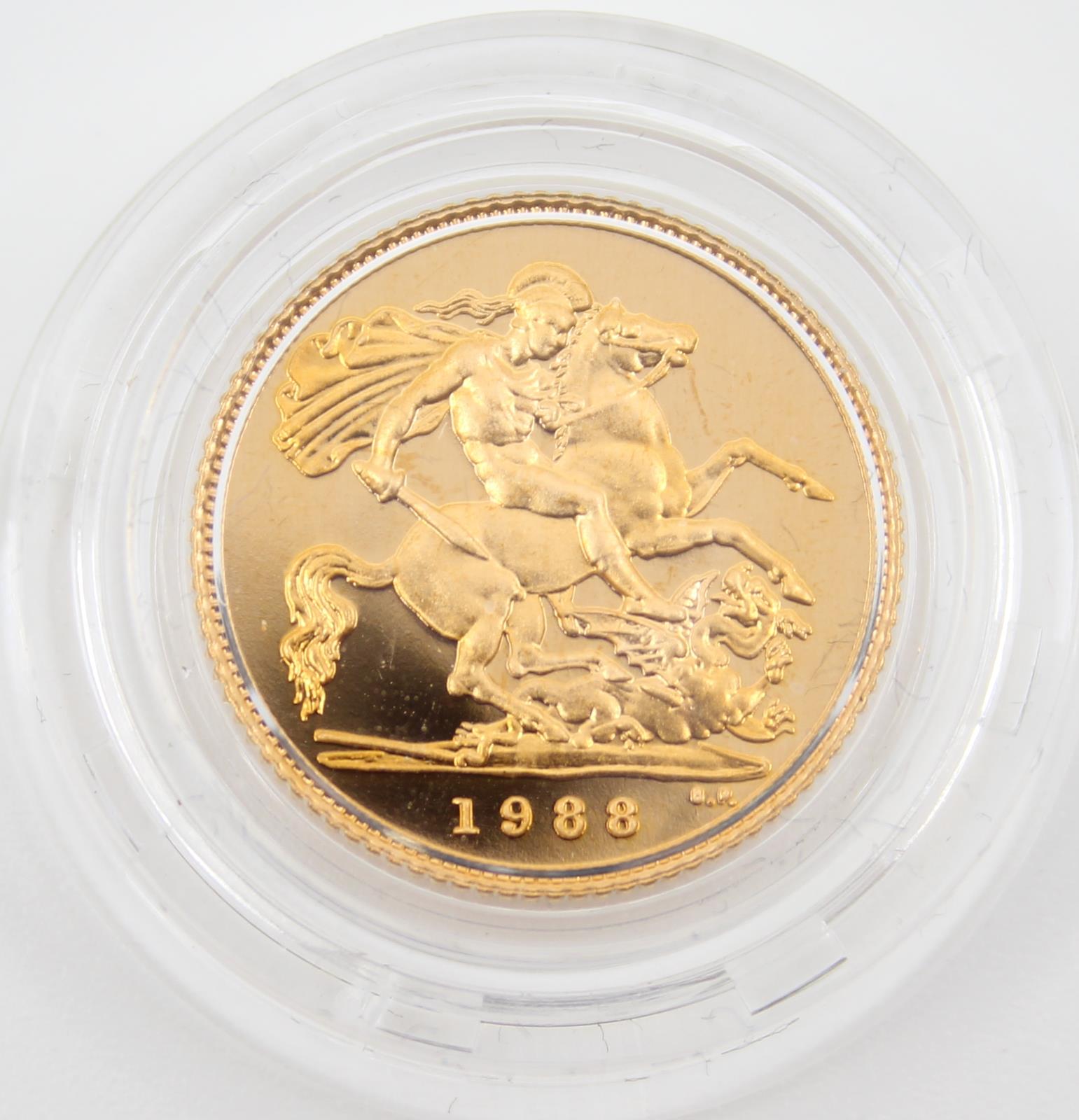 UK 1988 Gold Proof Collection St. George Reverse