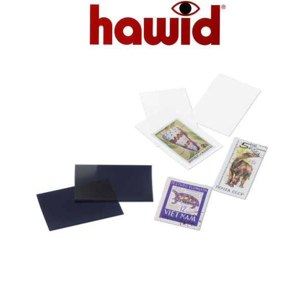 50 Hawid Stamp Mounts - Black or Clear - CUT TO SIZE