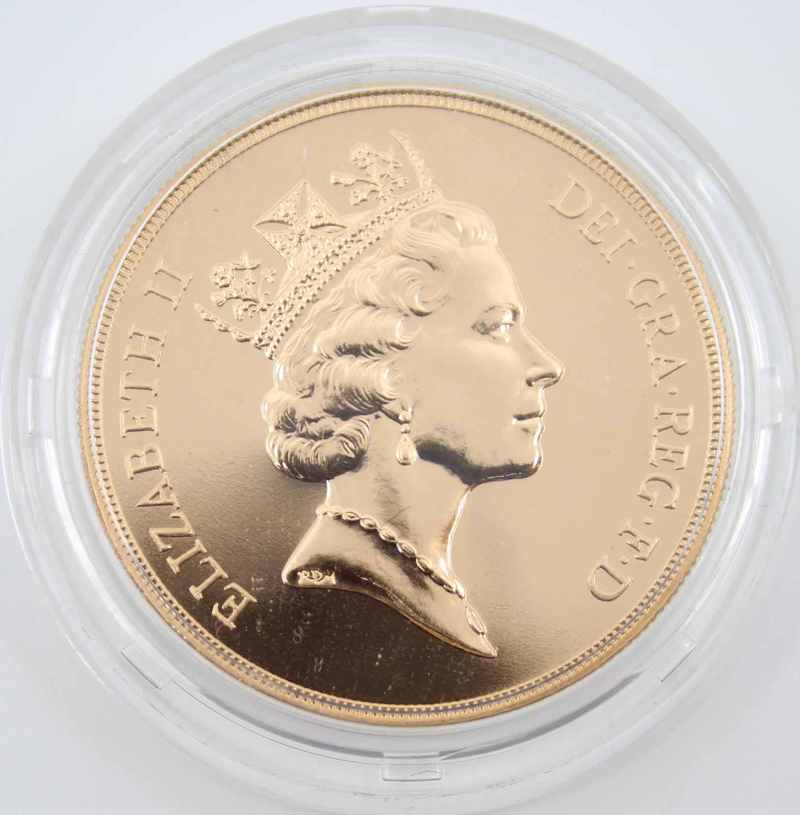 UK 1993 Brilliant Uncirculated 5 Gold Coin St. George 'U'