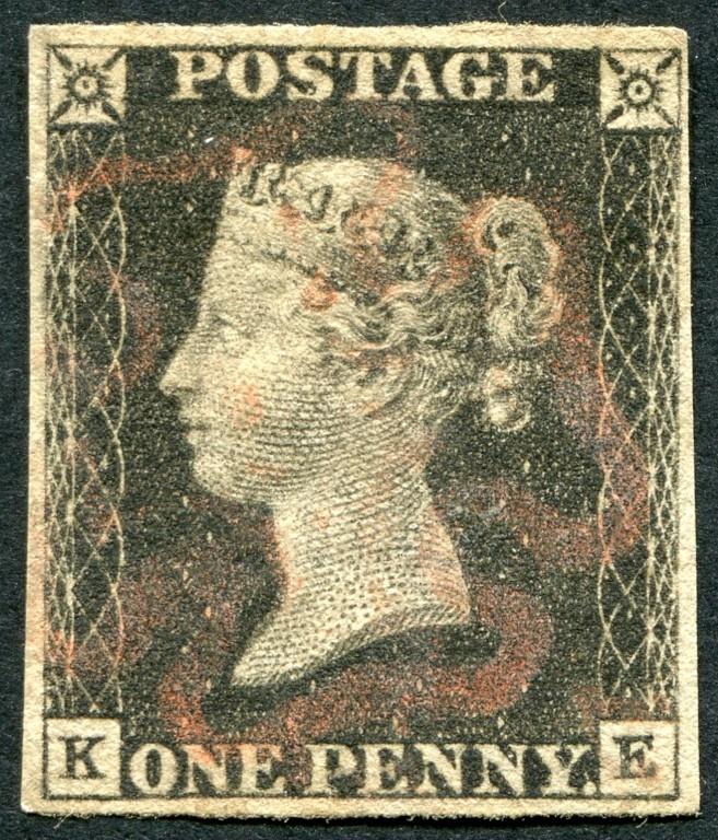 SG2 1d Black KE 4 clear margins, a handsome Yellow Vermilion Maltese cross