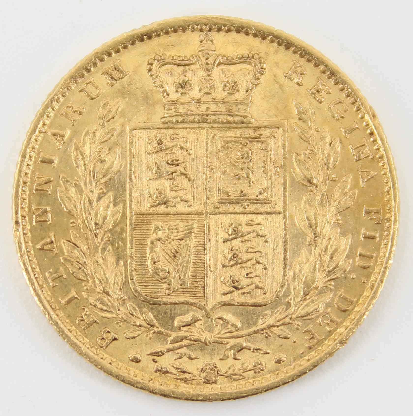 1856 Queen Victoria Sovereign Young Head / Shield Reverse