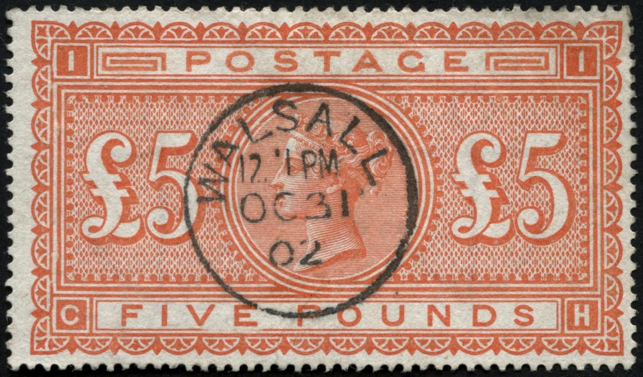 SG137 5 deep Orange, central WALSALL cds 31.10.1902 - a lovely stamp