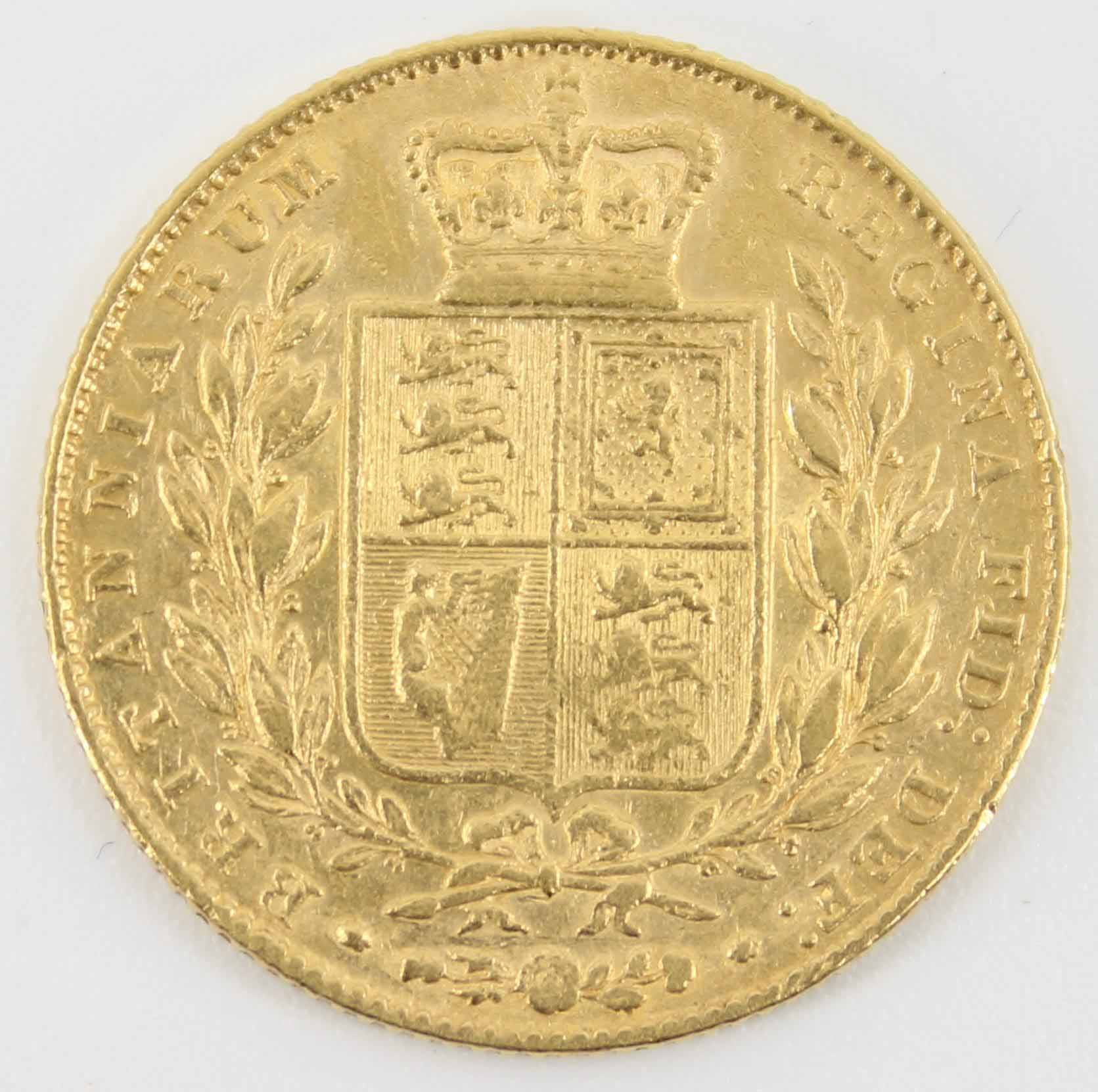 1847 Queen Victoria Sovereign Young head / Shield Reverse