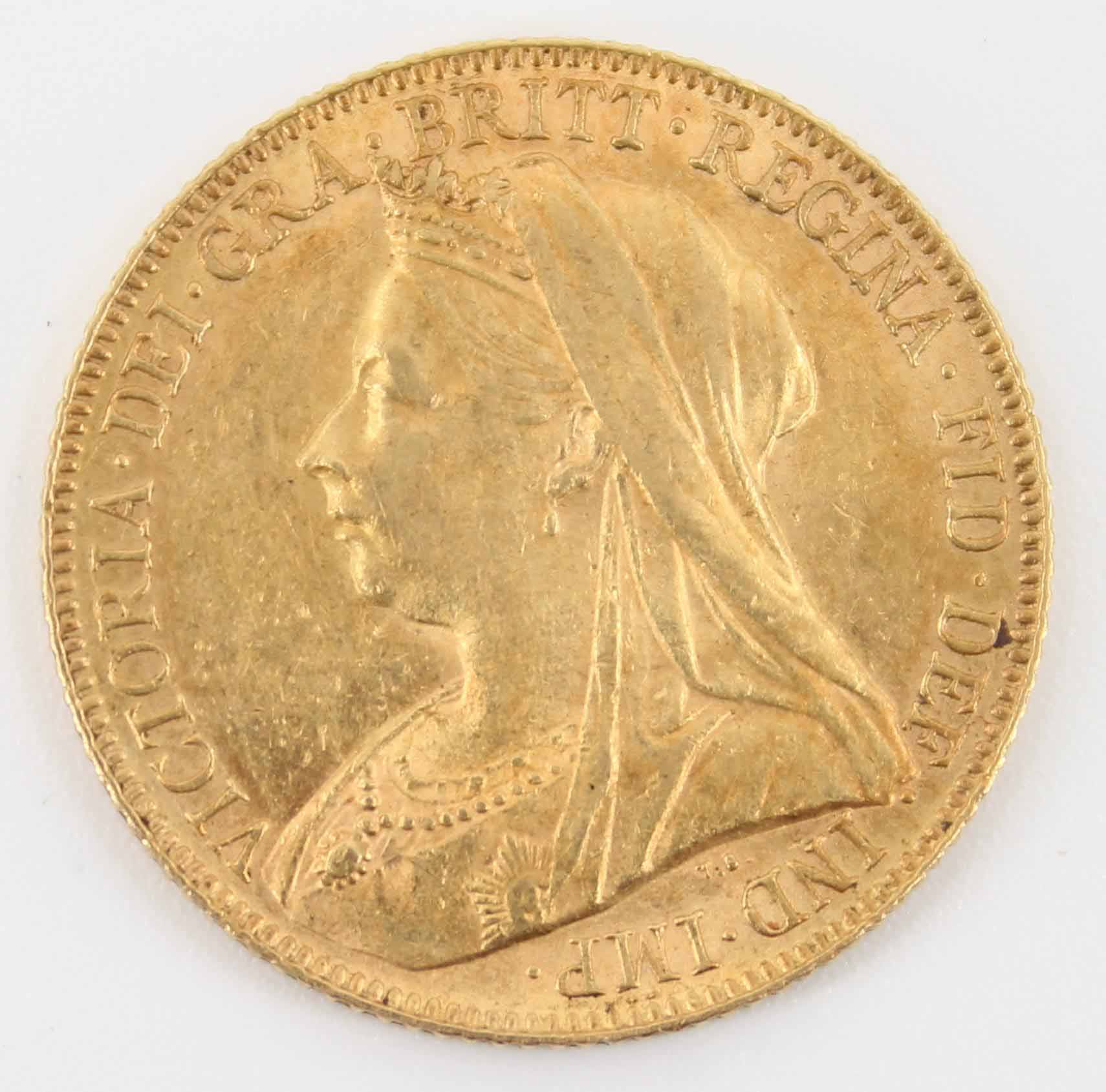 1900 Queen Victoria Sovereign Old Head / St. George Reverse