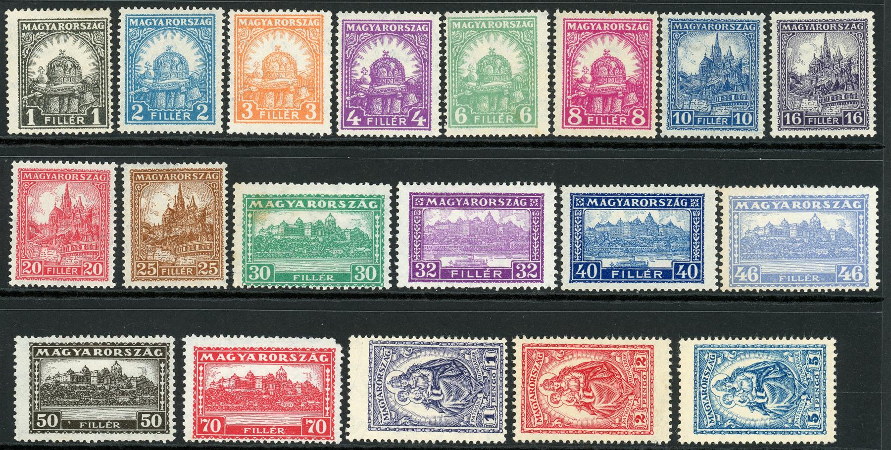 Hungary 1926-27 SG.460-478 M/M (1p, 2p & 5p U/M)