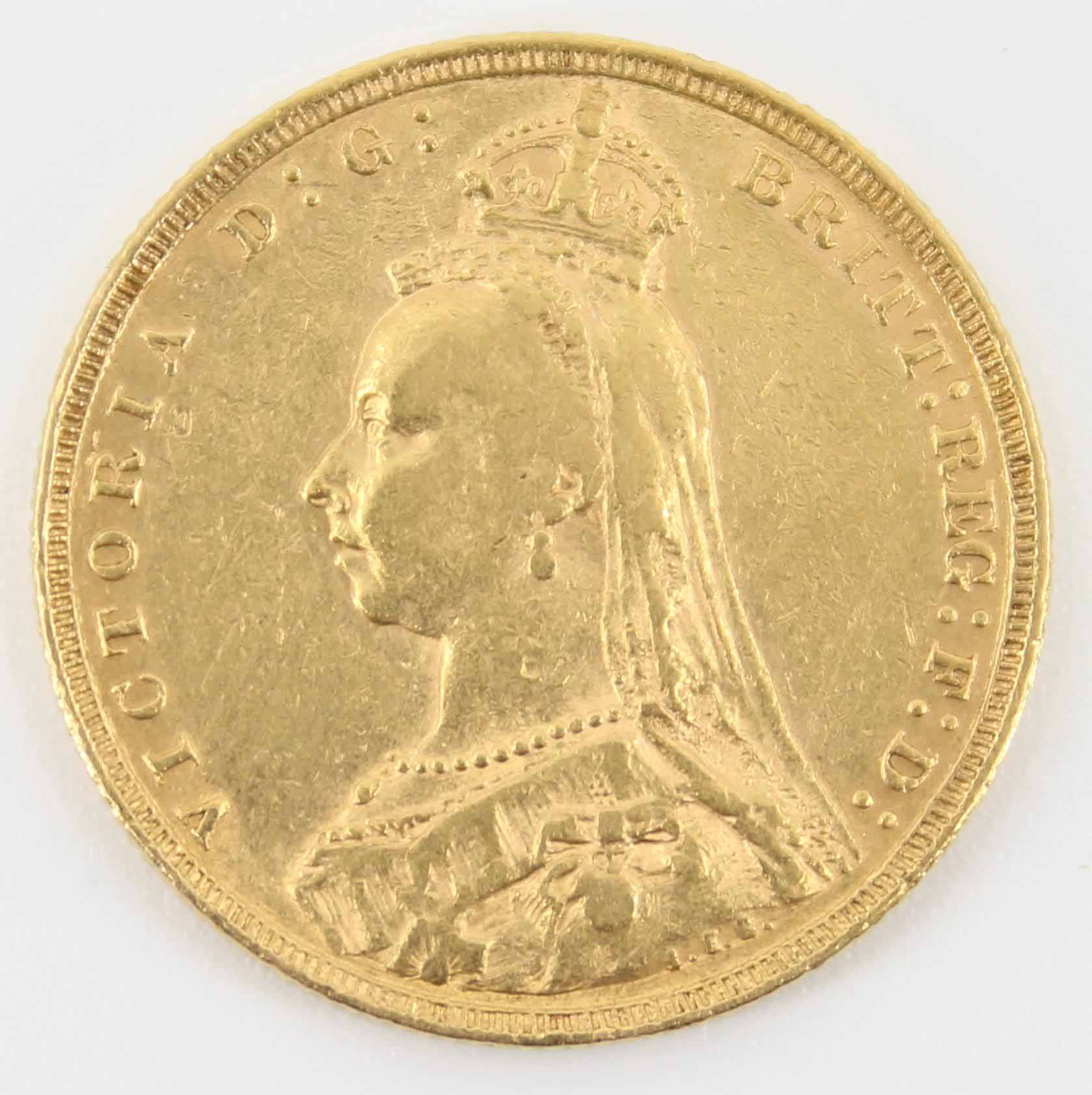 1892 Queen Victoria Sovereign Jubilee Head / St. George Reverse