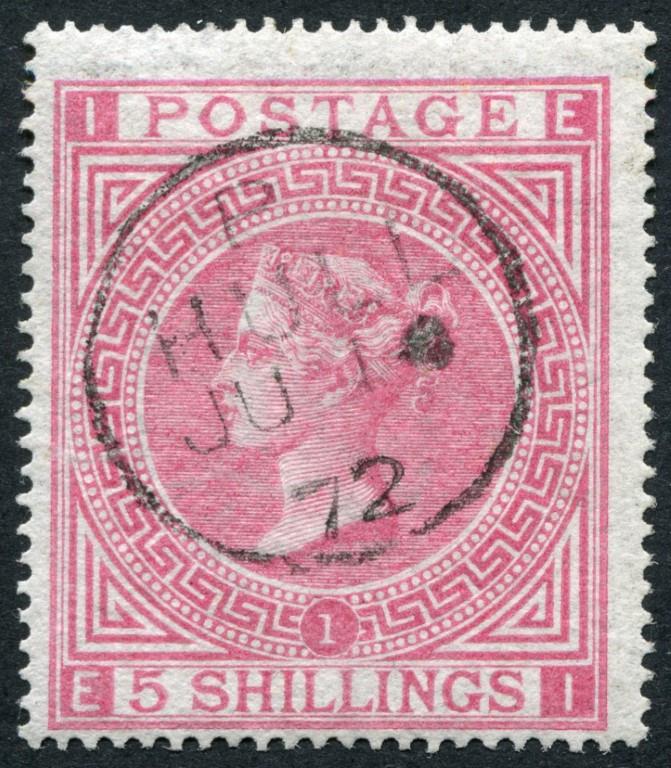 SG126 5/- Rose plate 1, brilliant Hull cds