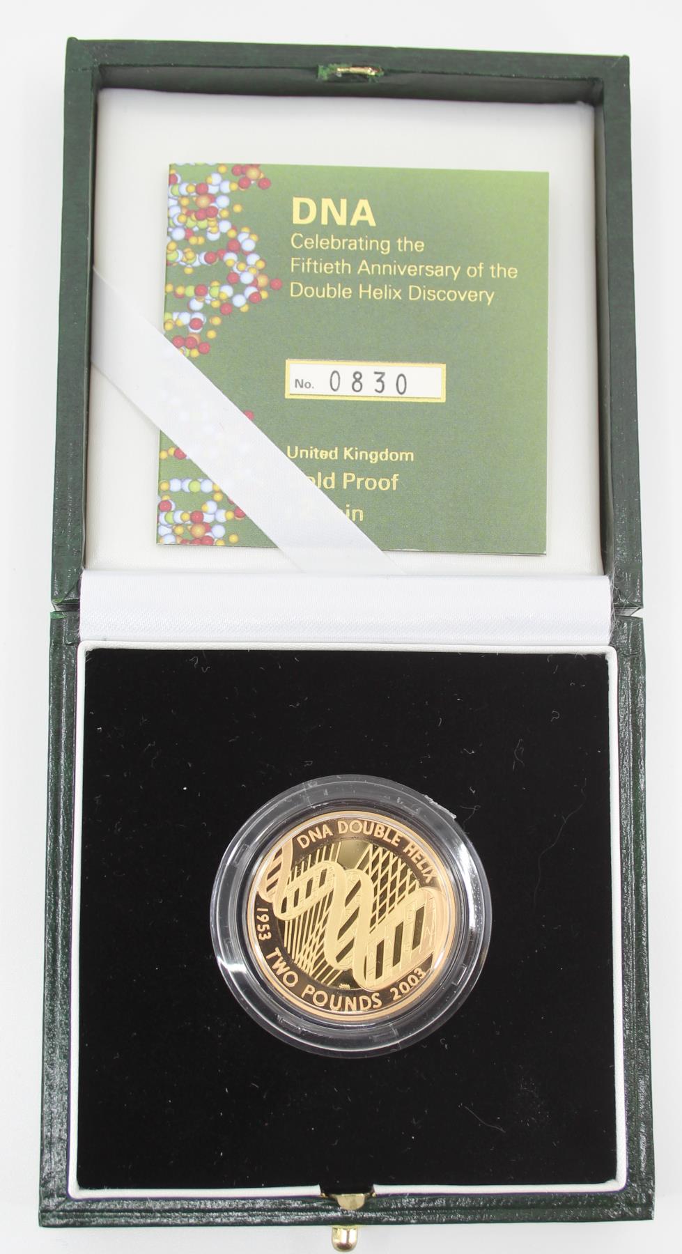 2003 UK Gold Proof 2 DNA - Double Helix Coin