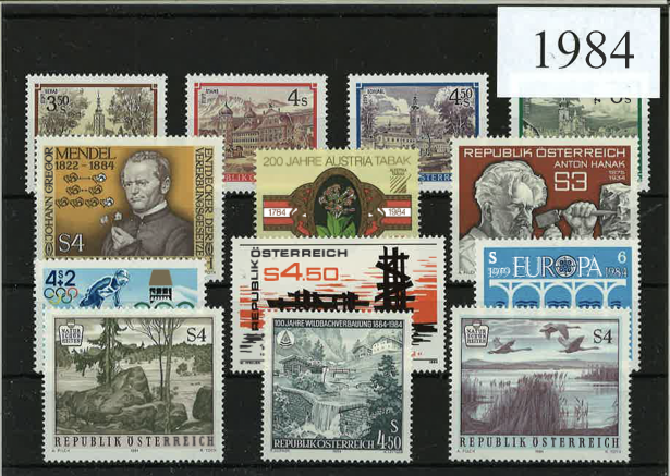 Austria Year Sets 1984 SG1987-2038 - 32 Stamps (+4 defs)