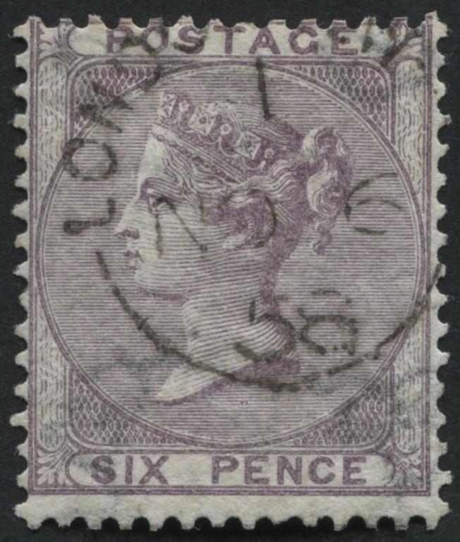 SG70 6d pale Lilac struck with London 1858 cds