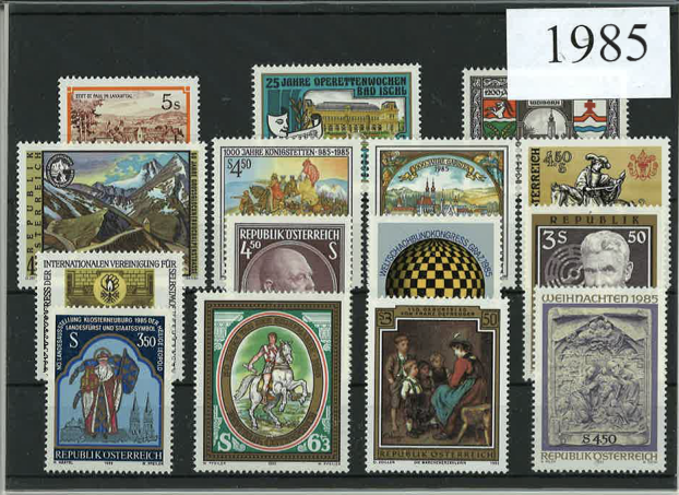 Austria Year Sets 1985 SG2039-2080 - 35 Stamps (+ 1 def; 1 MS)